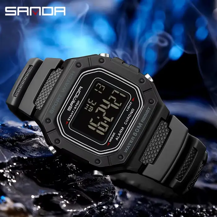 Montre numérique SANDA G Style résistante aux chocs et à l'eau pour hommes avec alarme et affichage LED pour entraînements et occasions spéciales