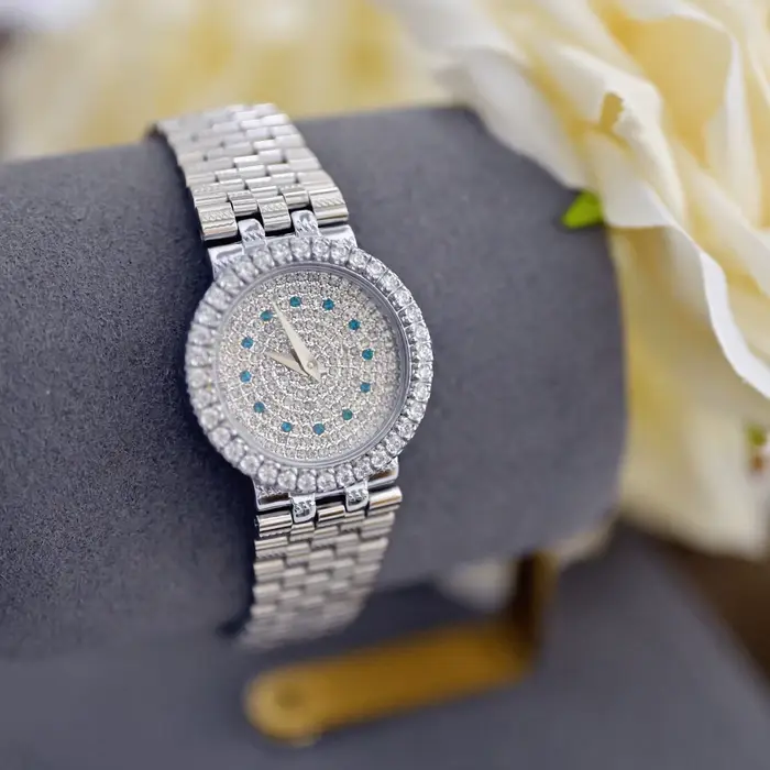 Dainty-Montre en acier inoxydable plaqué or 24 carats pour femme, petit cadran vintage, diamant rétr
