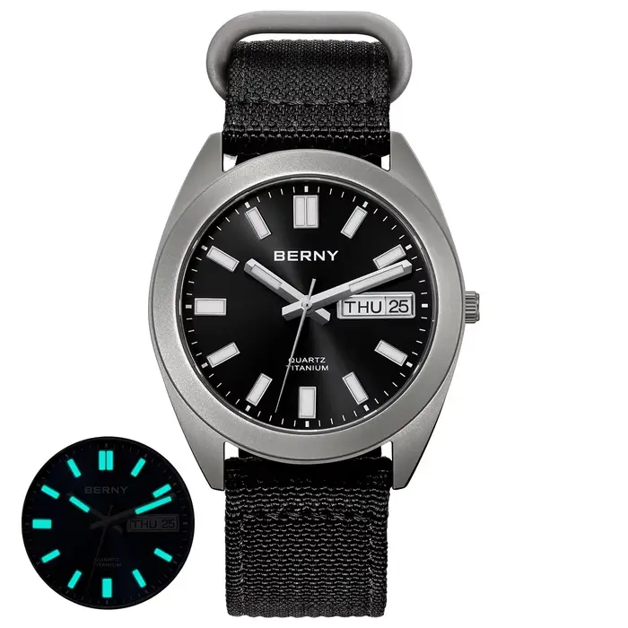 BERNY-Montre en Titane pour Homme, Super Shoous dehors Field, Montre-Bracelet à Quartz, Saphir Super