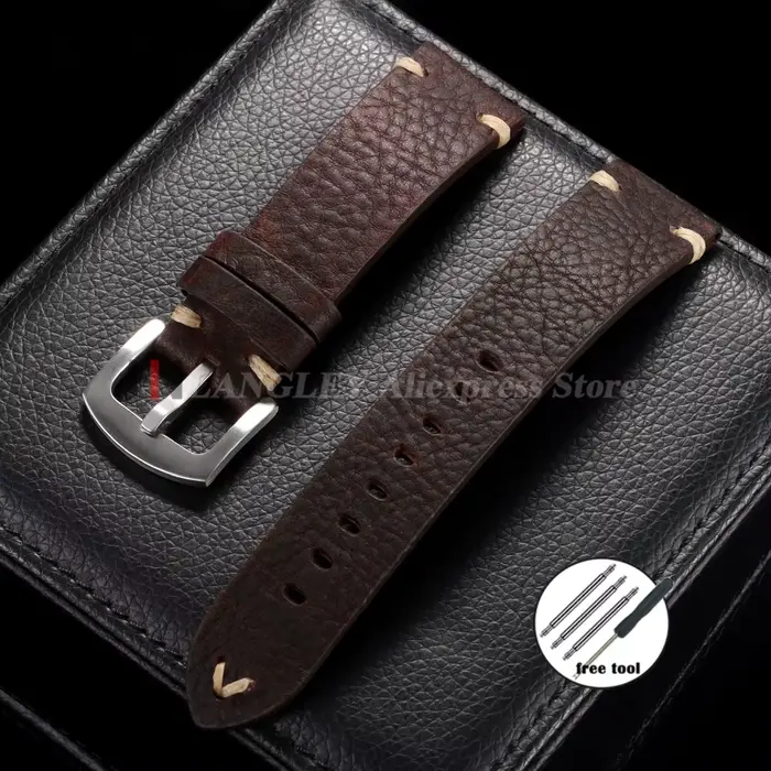 Bracelet de montre en cuir véritable fait à la main, vieux marron noir 18mm 20mm 22mm, Bracelet Vint