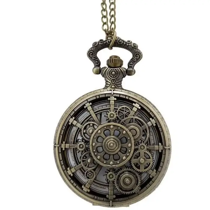 Montre de poche steampunk à quartz avec affichage à engrenages et cadran ajouré pour homme et femme occasions spéciales