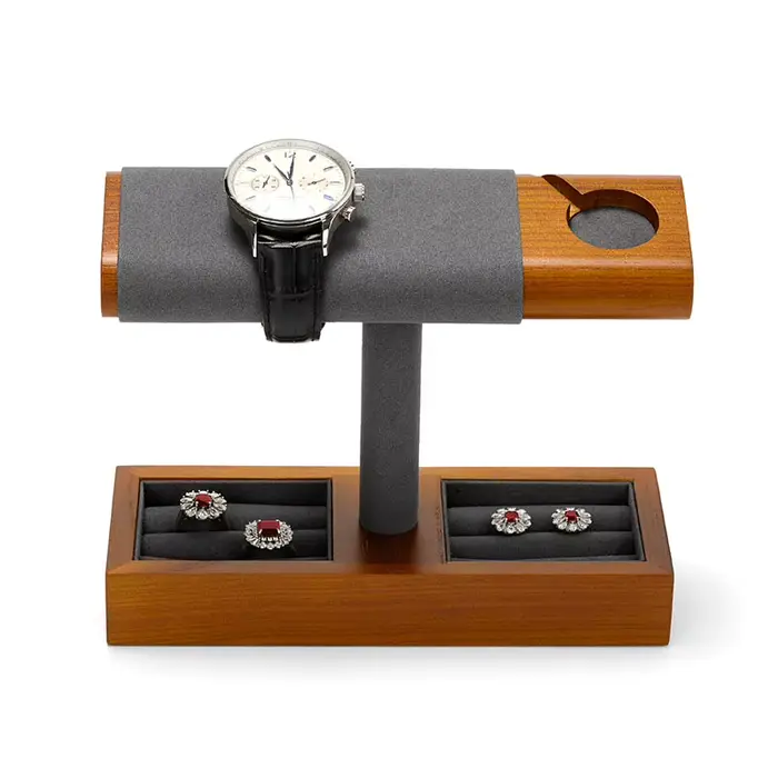 Support de montre en bois massif WoodTen avec emplacement de charge sans fil pour Apple Watch, suppo