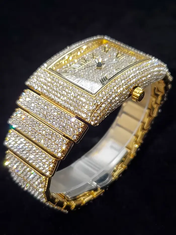 Montre à Quartz Luxe Rectangle avec Calendrier Complet et Bracelet Alliage pour Hommes Occasions Spéciales