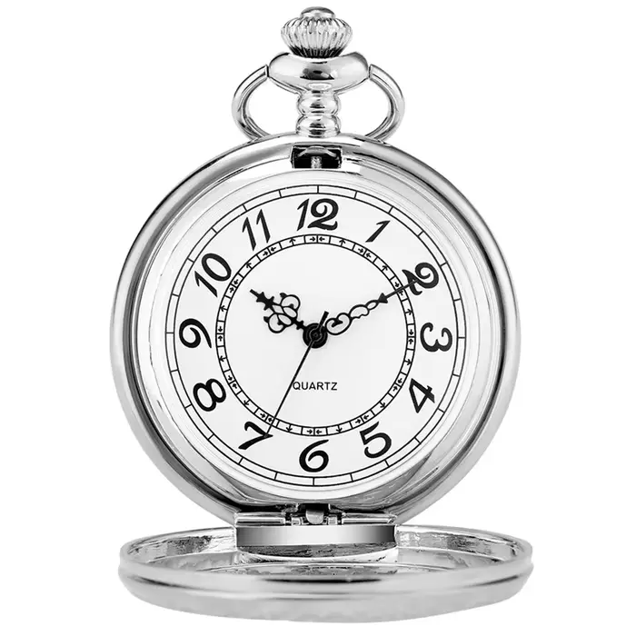 Montre de poche antique à engrenages creux argentée avec chaîne pour homme et femme occasions spéciales cadeau élégant