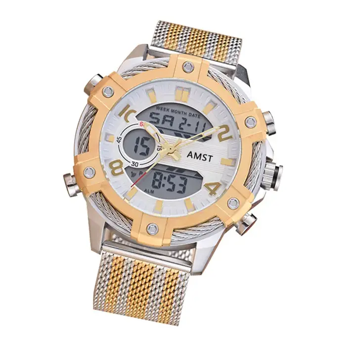 Montre-bracelet de sport étanche double affichage analogique-digital avec chronographe pour homme occasions spéciales et voyages