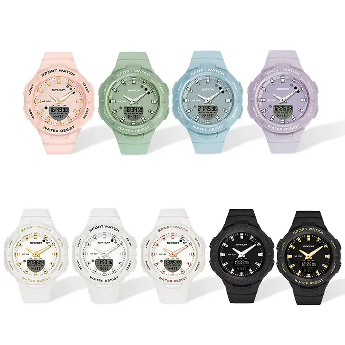 Montre San Da Étanche 5 Bars Pour Femmes Mode Sport Casual Avec Fonction Chronographe Bracelet Résine Multicouleurs Occasions Spéciales