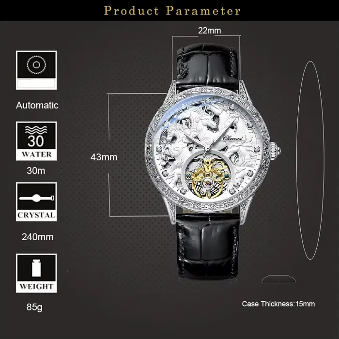 CHENXI 6029 montre hommes Design de mode cheval montres bracelet en cuir automatique