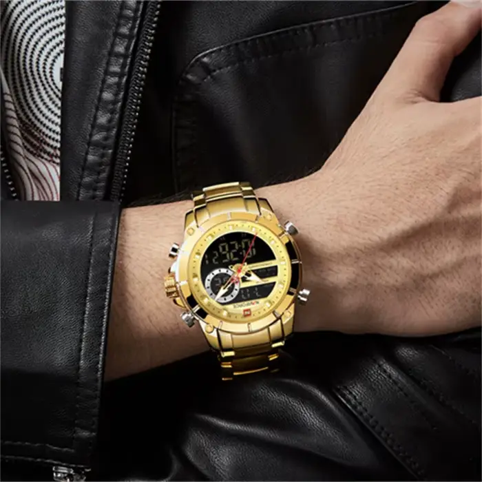 Montre-bracelet NAVIFORCE 9163 Quartz Résistante à l'Eau pour Hommes Occasions Spéciales Affaires Sport Chronographe Double Affichage