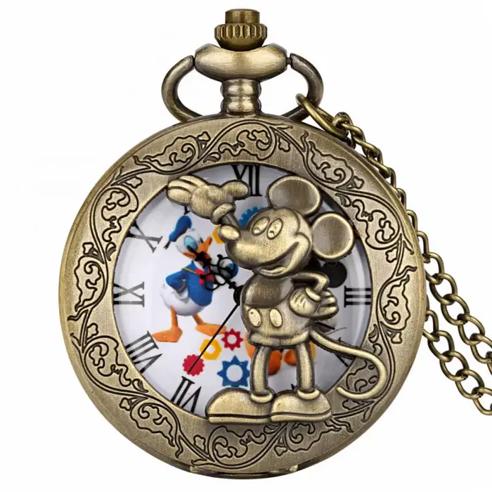 Montre de Poche à Quartz Anime Creuse en Bronze