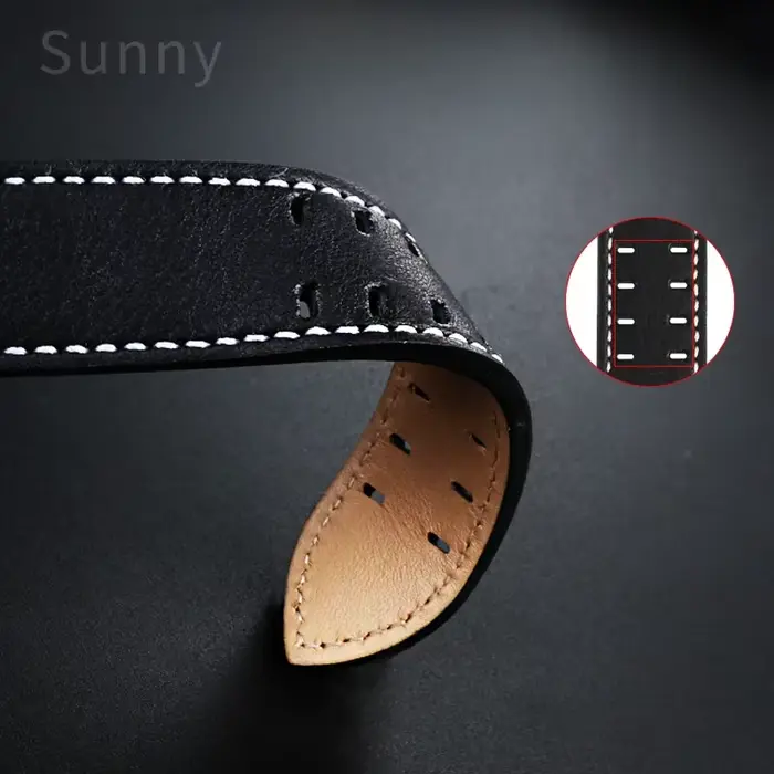 Bracelet de montre en cuir véritable pour hommes