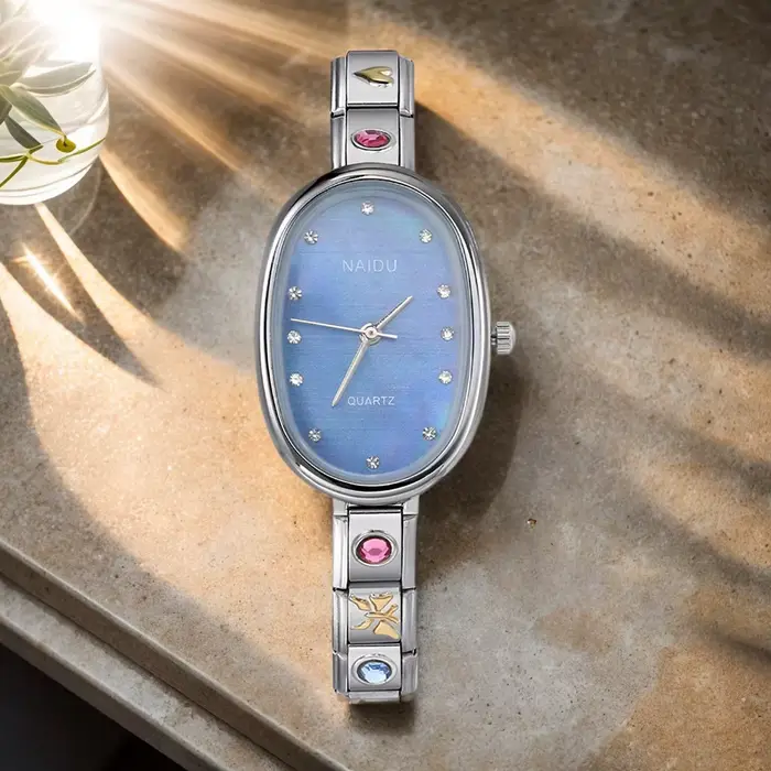 GEMOSA moderne ovale décontracté Vintage Design montres à Quartz femmes dames en acier inoxydable largeur 9mm bracelet fête anniversaire cadeau parfait