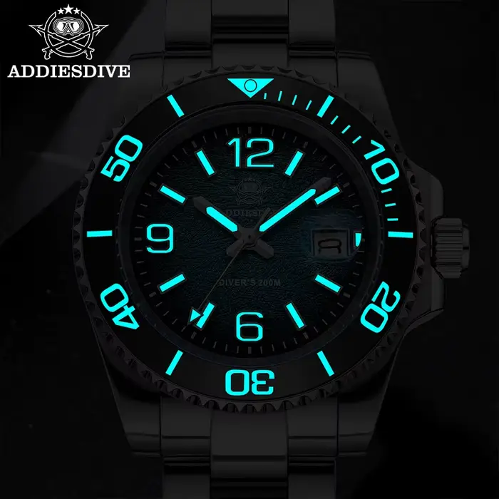 ADDIESDIVE 41mm montre de plongée pour hommes AD2513 200m étanche en acier inoxydable 316L montre-br