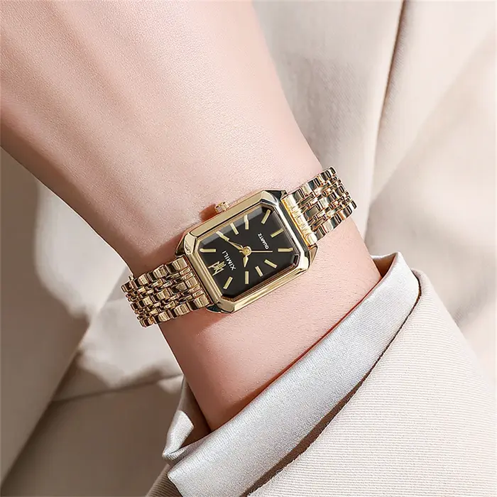 UTHAI W124 mode femmes montre carré affaires lumière luxe en acier inoxydable