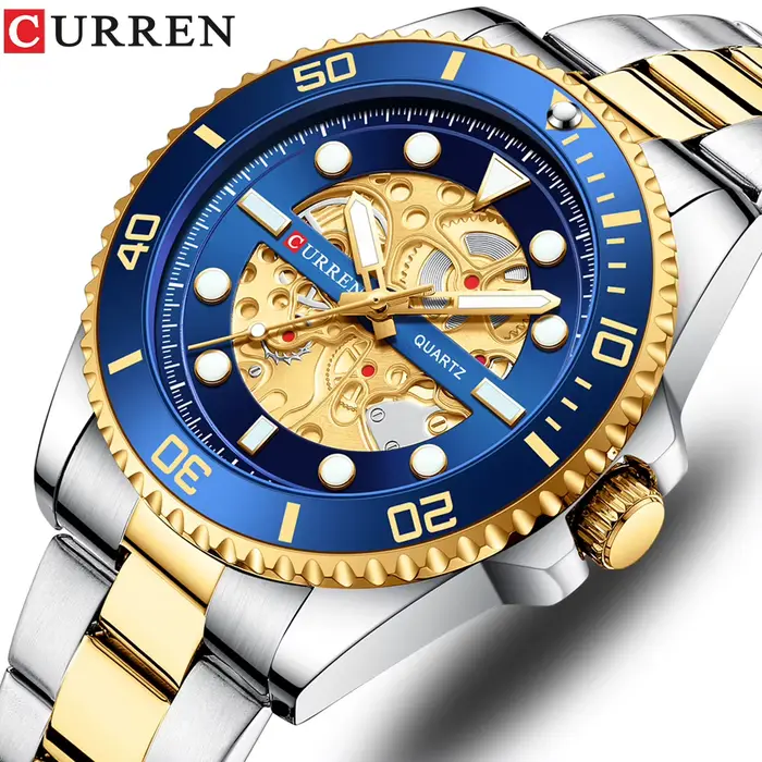 CURREN montres imité conception mécanique horloge à Quartz hommes bracelet en acier inoxydable