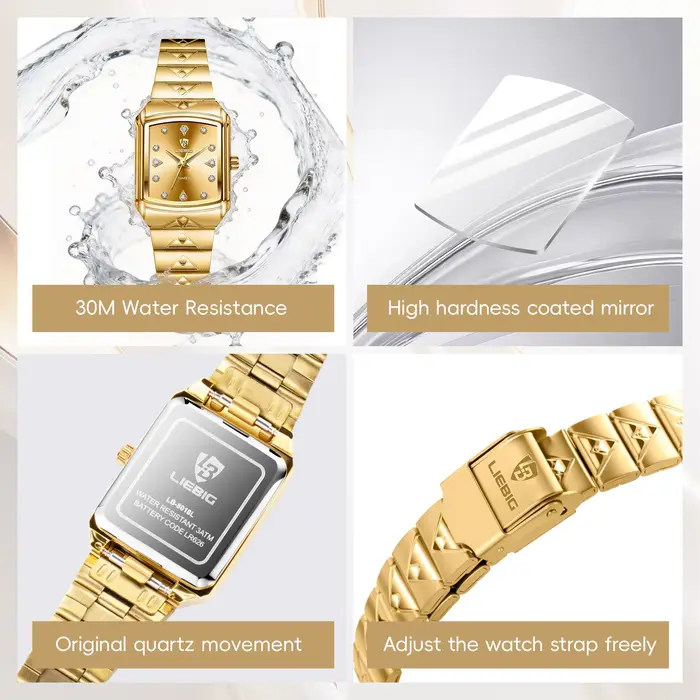 Montre Liebig L8018 Élégante Vintage à Quartz pour Femme Occasions Spéciales Durables Résistantes à l'Eau