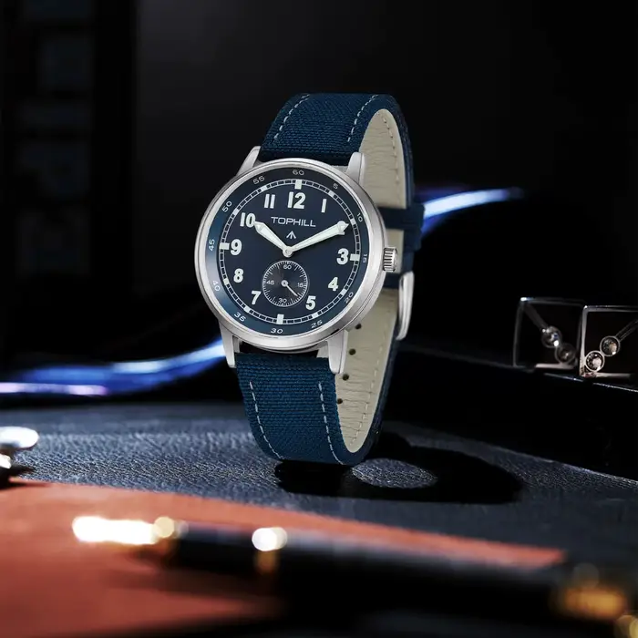 Montre Tophill TW099G Quartz avec Bracelet en Toile Lumineuse pour Hommes Occasions Spéciales Vintage Résistante à l'Eau