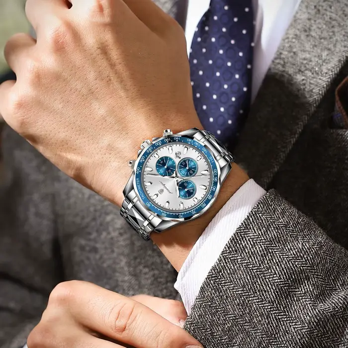 POEDAGAR marque de luxe hommes montre étanche lumineux en acier inoxydable montres