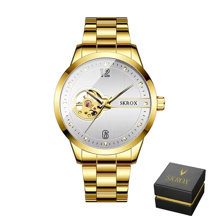 SKROX-Montres-bracelets mécaniques étanches pour hommes, montres automatiques pour hommes, montres é