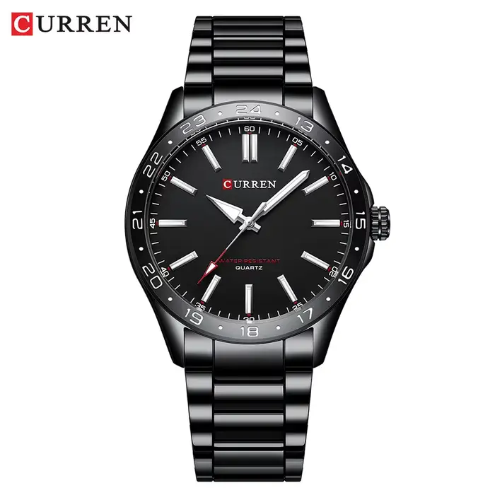 CURREN 8452 hommes montre à Quartz Simple mode loisirs affaires horloge noir argenté bracelet en aci