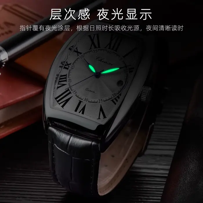 CHENXI 8217 montre cadeaux pour hommes couleur chiffre arabe échelle Quartz calendrier étanche montres en cuir