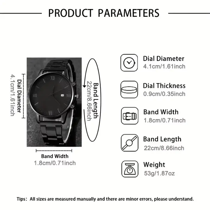 Ensemble de montres à quartz minimalistes noires pour hommes 4 pièces/ensemble avec bracelet