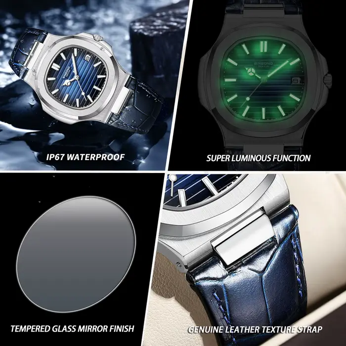 Montres-bracelets à quartz précises BINBOND pour hommes