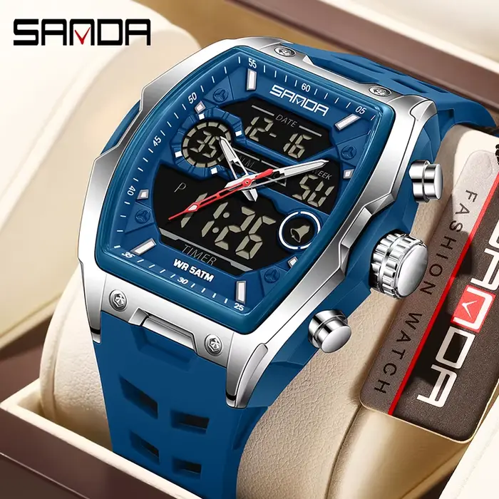 SANDA mode double affichage numérique hommes montre multifonctionnel en plein air Sport