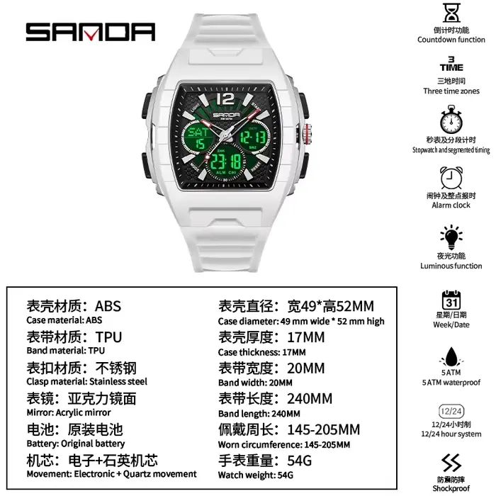 Montre SANDA à double affichage pour homme