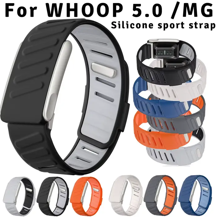 Bracelet de montre sportif en silicone double couleur avec cadre métallique pour Whoop 5.0 occassions sportives et mode