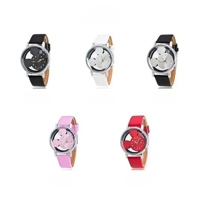 Montre Mickey pour enfants bracelet en cuir alliage boîtier rond mouvement quartz aiguille display multiple color options for boys and girls school birthday gift
