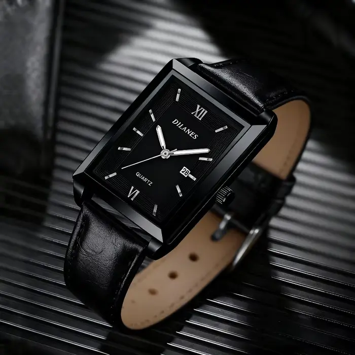 Top marque hommes montres mode Simple bracelet en cuir analogique Quartz