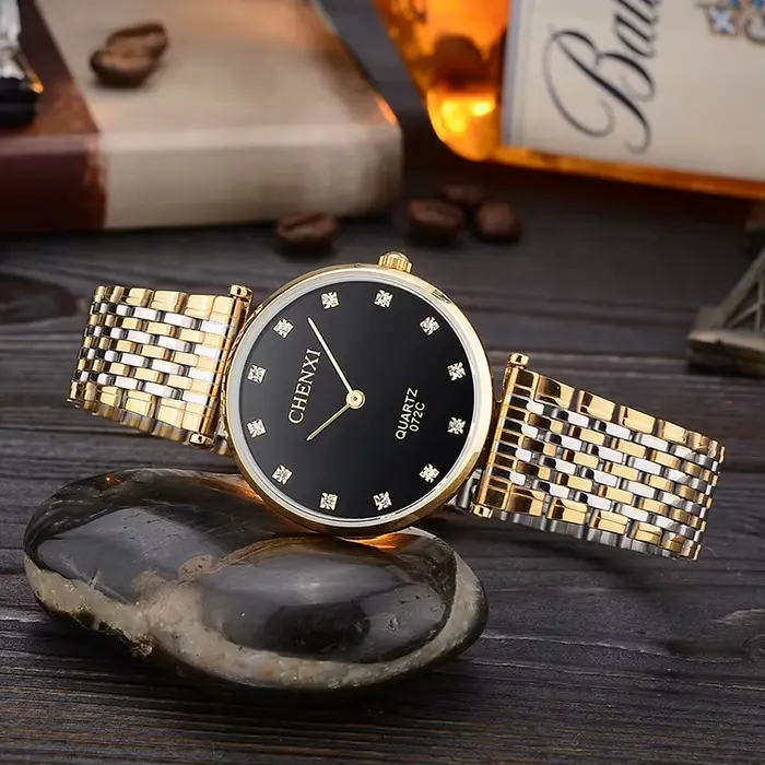 Chenxi-Montres à quartz en acier inoxydable doré pour hommes et femmes, montres décontractées pour couples, breloques de robe imperméables, style d'affaires, marque de mode, 2018