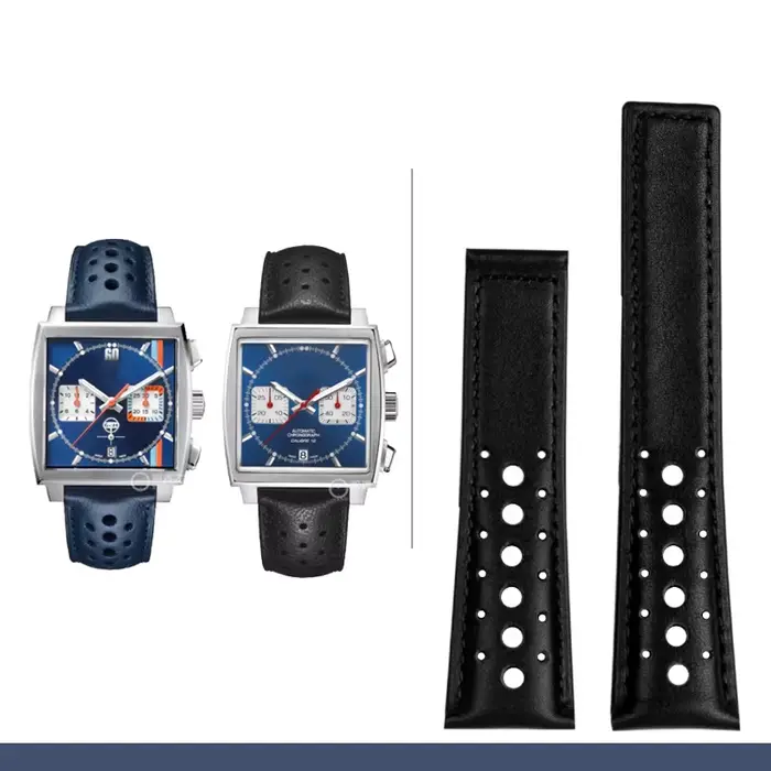 Bracelet de montre-bracelet en cuir véritable pour homme, boucle pliante respirante, bracelet de mon