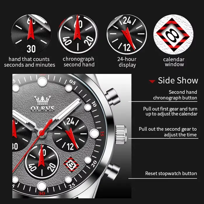 OLEVS 5602 montre de luxe pour hommes bracelet en Silicone étanche chronographe lumineux classique homme