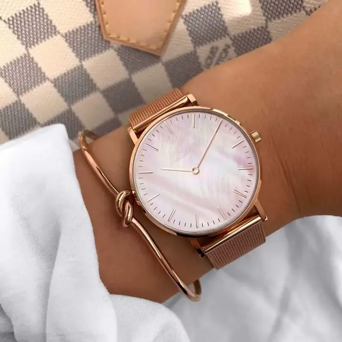 Marque de luxe montre en or Rose cadran coquille