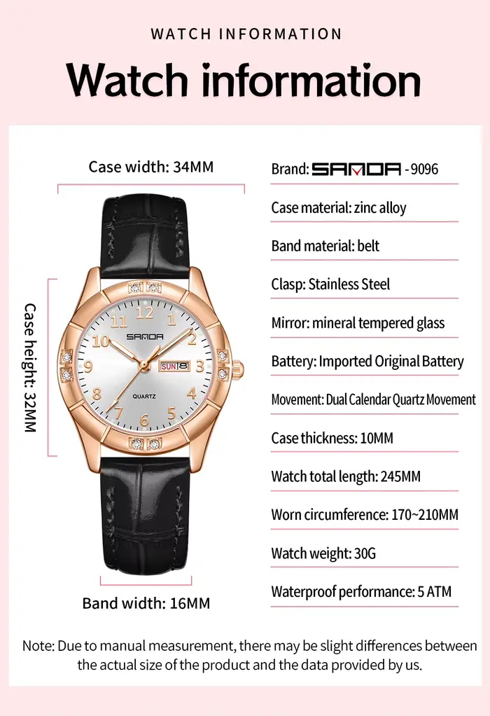Nouvelle montre à quartz coréenne vintage en cuir à double calendrier pour femme