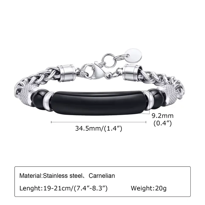 Bracelet Turquoise en pierre d'oeil de tigre naturelle pour hommes, Bracelet réglable en acier inoxy