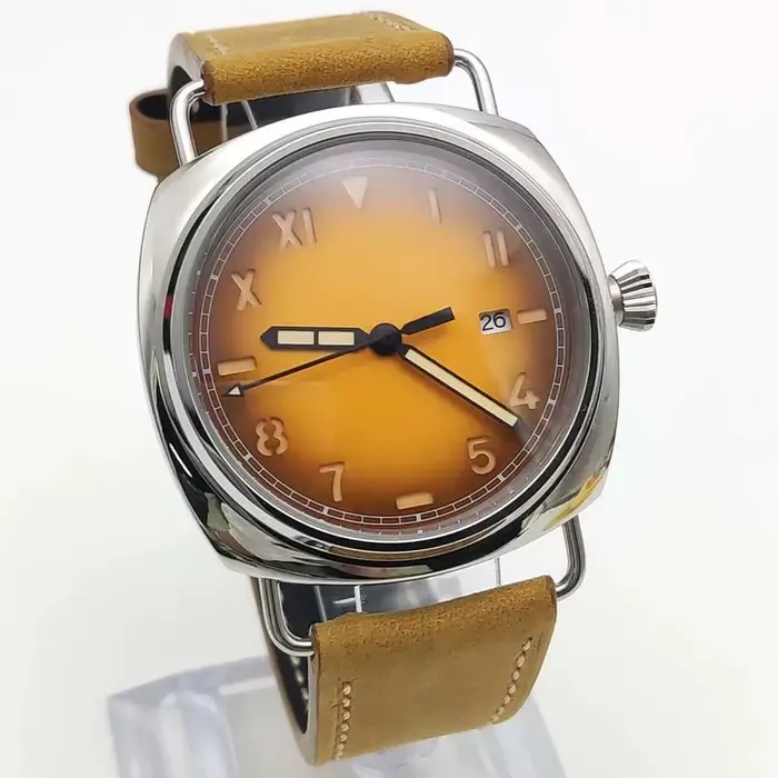 Montre mécanique vintage 45mm NH35 acier inoxydable 316L bracelet cuir lumineuse pour hommes et femmes occasions spéciales