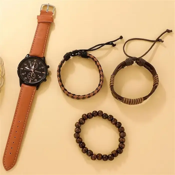 Montre homme en cuir RUNERR style Hong Kong haut de gamme affaires et décontraction pour homme quartz élégante à offrir pour occasions spéciales