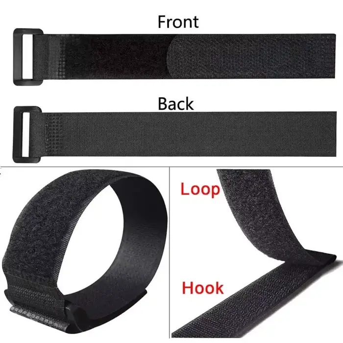 Sangles Velcro noires largeur 20mm attaches zippées en Nylon