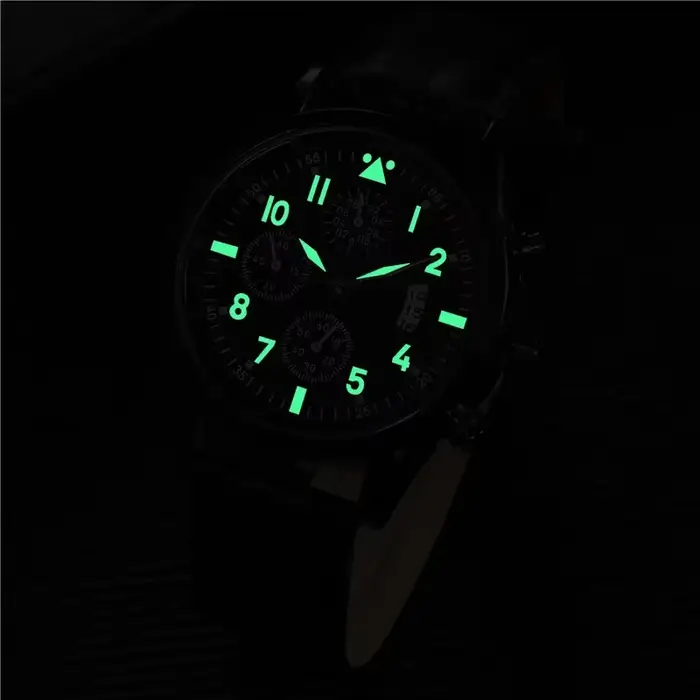 Montre en cuir avec calendrier pour homme