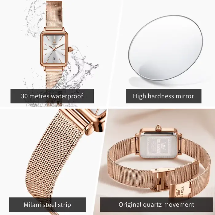 OLEVS 3692 montre à Quartz originale avec boîte-cadeau pour femme Ultra mince mode Simple carré Auto Date étanche dames