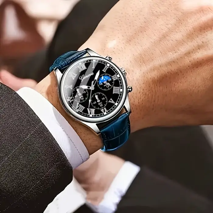 Montre à Quartz Décontractée en Cuir PU pour Hommes, Style Fashion & Casual, Occasions Spéciales et Quotidiennes