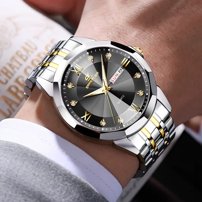 ERNIE KLEIN luxe hommes montres affaires haut marque homme montre-bracelet étanche lumineux Date semaine Quartz montre