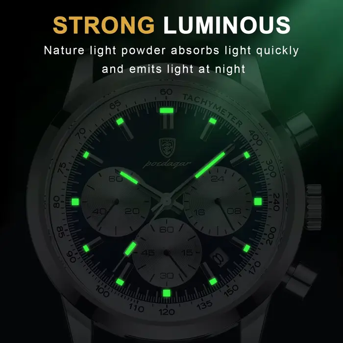 POEDAGAR Top marque montre à Quartz pour hommes étanche chronographe lumineux militaire homme