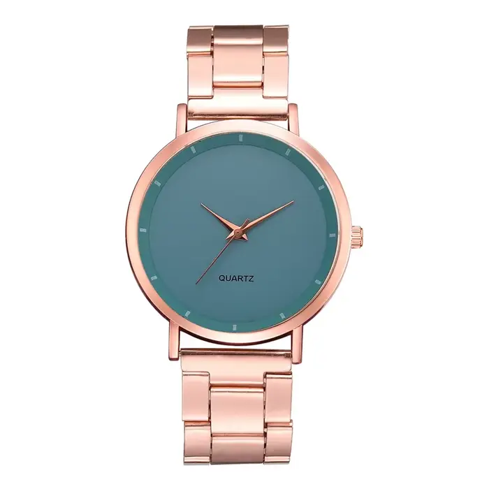 Montre Rose Luxueuse DQG Femme Bracelet Acier Inoxydable Cadran Numéros Romains Occasions Spéciales