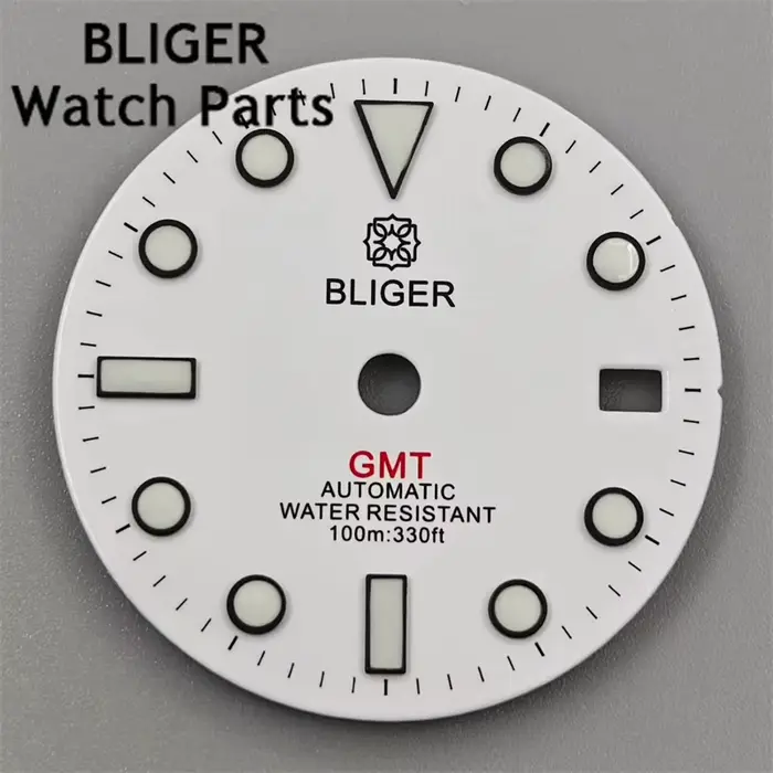 BLIGER-Cadran Blanc avec Bord Noir, Marqueurs de Temps, Vert, Rouge, Bleu, Noir, Orange, Gstuff, Tex