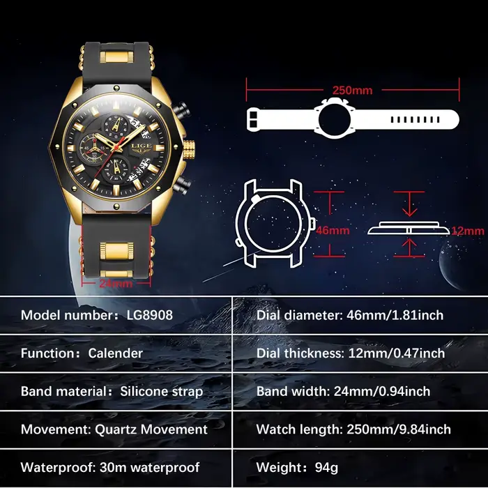 Montre homme LIGE, marque originale