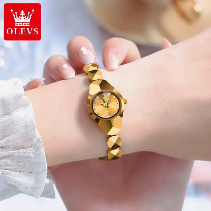 OLEVS 7007 montre pour femmes Original miroir rhombique étanche Quartz dames montre-bracelet bracelet en acier tungstène