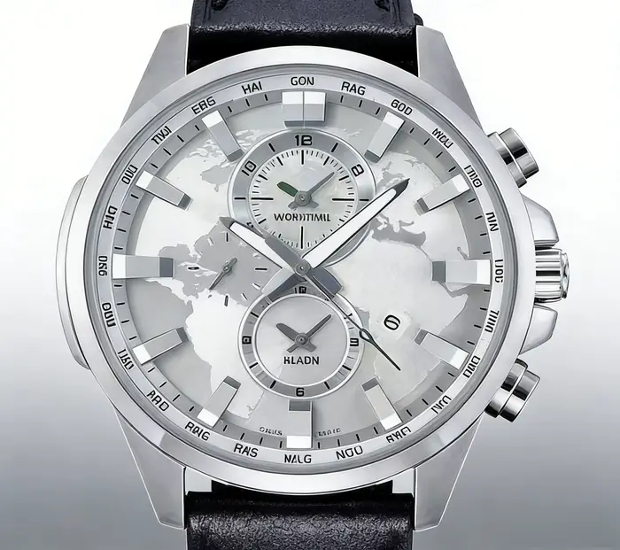 Montre de luxe pour homme avec affichage des fuseaux horaires mondiaux